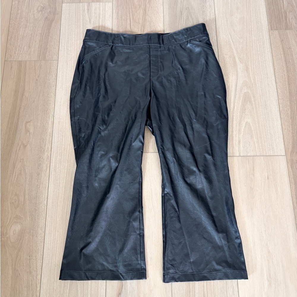 SPANX Black Faux Leather-Look Pants plus size